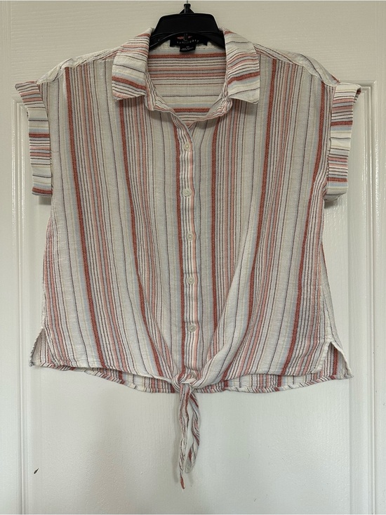 Sanctuary Tops - Sanctuary Only You Striped Tie Front Blouse XS Cap Sleeve Button Up Boho Top